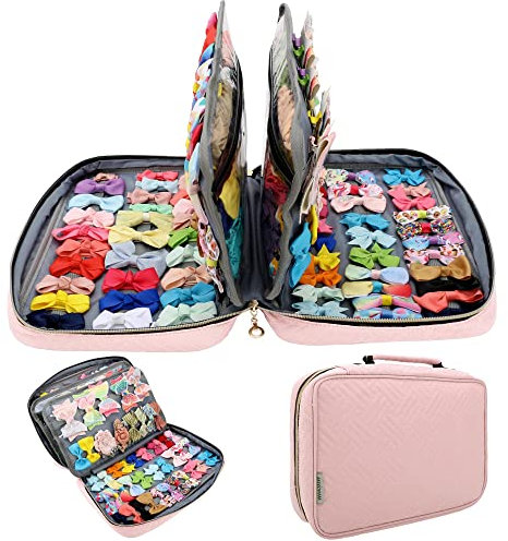 Micom Hair Accessories Storage Bag for Baby Girls - Multifunctional Organizer and Carrying Case for Clips, Headbands, Scrunchies - Travelling Display Bag