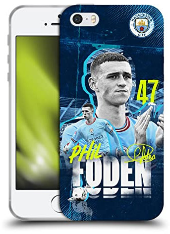 Head Case Designs Offizielle Manchester City Man City FC Phil Foden 2022/23 Erstes Team Soft Gel Handyhülle Hülle kompatibel mit Apple iPhone 5 / iPhone 5s / iPhone SE 2016