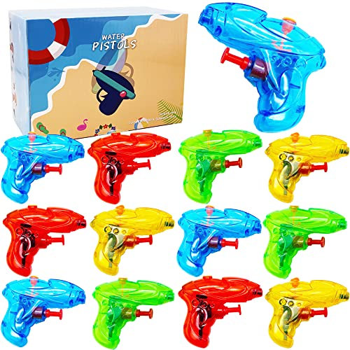 Lubibi 12 Pack Mini Water Gun Toy for Kids, Powerful Water Pistol， Squirt Guns Blaster Toy for Beach Pool Outdoor Activities Water Fighting Birthday Party Supplies, Random Color