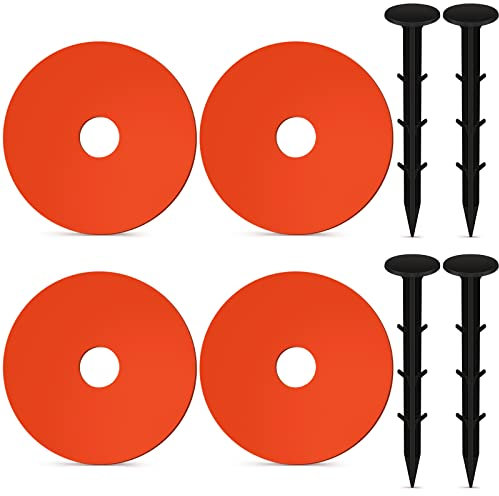 Amylove 4 Sets Low Profile Survey Markers Stainless Washers Plastic Edging Anchoring Spikes Garden Yard Stakes Property for Paver Weed Barriers Turf