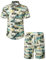JOGAL Herren Hawaii Hemd Männer Flamingo Kurzarmhemd und Kurze Hose Set Strand Outfit Sommerhemd Für Mann Beige Island XX-Large