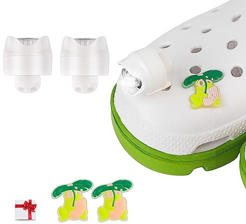 SUPERNIGHT Headlights for Croc, 2Pcs Croc Lights for Shoes and 2Pcs Luminous Shoe Charms Decoration for Dog Walking, Handy Camping, Home Life, IPX5 Waterproof, Ultra Bright and Long Lasting (White)