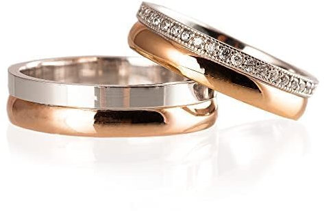 Ehering-Set Rose Vergoldetes Paar Passendes Ehering-Set Personalisierter Mann und Frau Silber-Ehering-Set