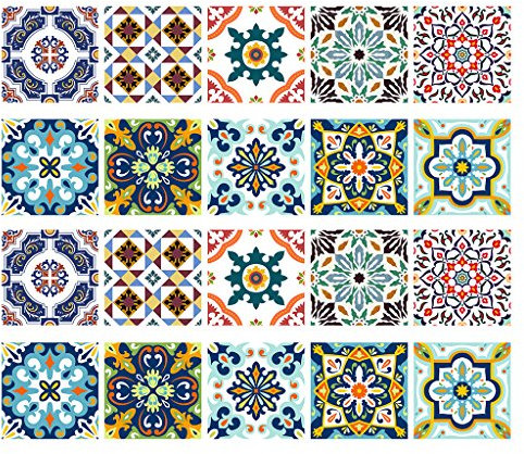 misppro Lot de 20 autocollants muraux en mosaïque pour salle de bain, cuisine, garage, décoration murale - 10 x 10 cm - #1 20 x 20 cm