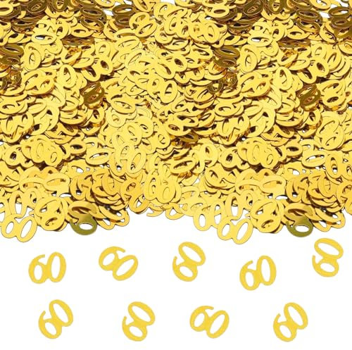 GoldRock Konfetti 60 Geburtstag Deko Gold, 500 Stk Tischdeko Deko 60. Geburtstag Mann Frau, Streudeko 60. Geburtstag Deko, 60 Geburtstag Frau Mann Deko Tisch, Konfettikanone, Streudeko zum 60 Jubiläum