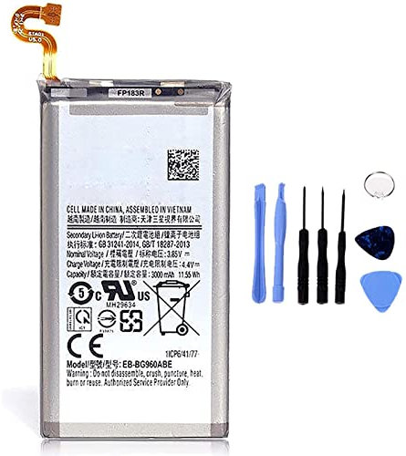 Akku kompatibel mit Samsung Galaxy S9 G960 EB-BG960ABE 3000 mAh mit hoher Kapazität mit Werkzeugset Schraubendreher im Lieferumfang enthalten