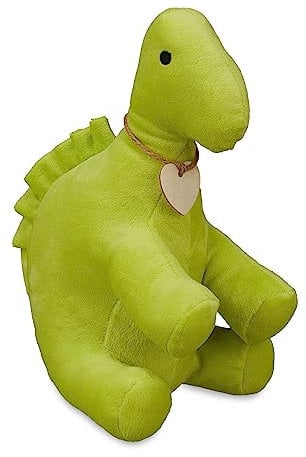 Relaxdays Türstopper Dino, Stoff & Sand, Kinder Türpuffer für Boden, innen, HxBxT: 18 x 13 x 24 cm, Deko Türsack, grün
