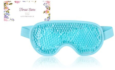 Temas Cooling Eye Mask for Puffy Eyes, Reusable Hot Cold Therapy Gel Cold Eye Mask for Migraine, Headache, Dark Circles, Dry Eyes, Swollen Eyes, Sinus Pain - Blue Green and Purple (Sky Blue)