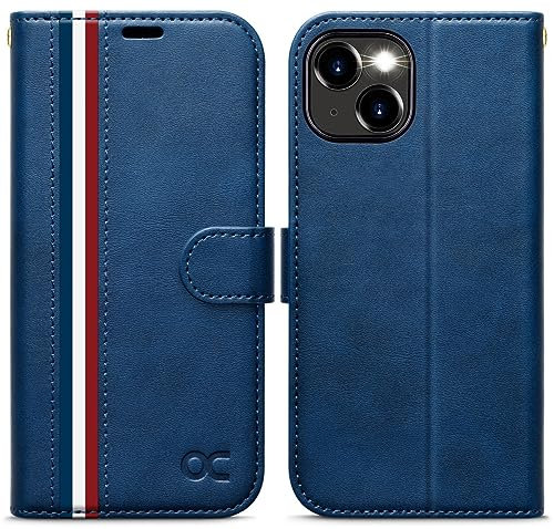 OCASE for iPhone 15 Plus Case, Premium PU Leather Wallet Case Flip Phone Cover with[RFID Blocking][Card Holder][Shockproof TPU][Stand Function] for the iPhone 15Plus 6.7 Inch 2023 5G,Stylish Blue