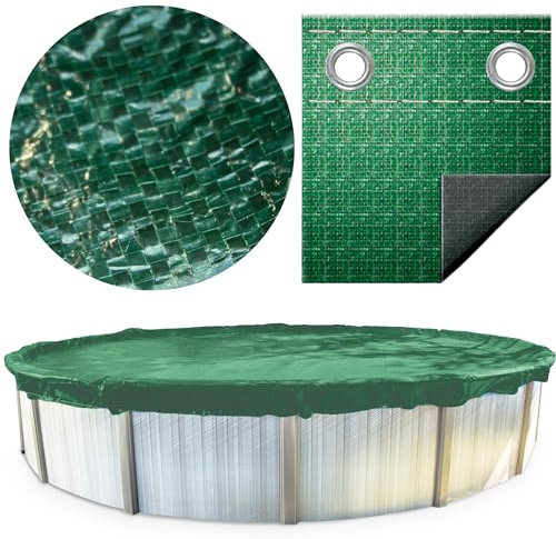 SWIMLINE HYDROTOOLS Supreme Guard Heavy Duty Winter Pool Cover for above Ground Swimming Pools | for 15 FT Round Pools | 18 FT Cover Size | Green/Black | Winch & Cable Included | PCO1218