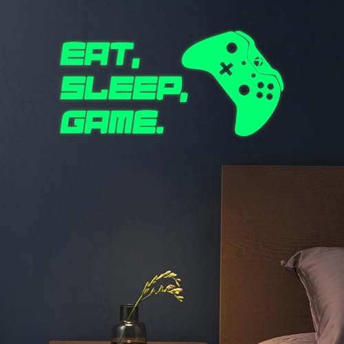 AIYONG Wandsticker Gaming Leuchtend Wandtattoo Selbstklebend Kinderzimmer, Leuchtsticker EAT. SLEEP. GAME. Jugendzimmer, Leuchtsterne Wandsticker Sternenhimmel Aufkleber Babyzimmer Deko