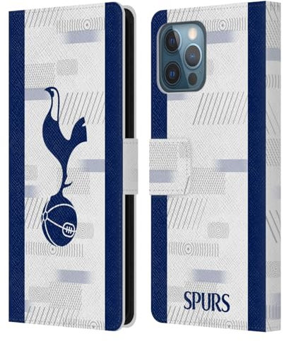 Head Case Designs Officially Licensed Tottenham Hotspur F.C. White 2023/24 Badge Leather Wallet Case Compatible With Apple iPhone 12 Pro Max