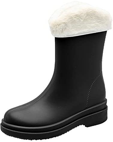 Kobilee Scarpe Pioggia Donna 38 Imbottiti Stivali Gomma Colorati Alti Stivaletti Pioggia Pianta Larga da Lavoro Scarpe Impermeabili Invernali Antipioggia Stivali Pioggia Antiscivolo