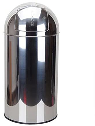 Poubelle d'extérieur, poubelle ouverte, poubelle en acier inoxydable avec couvercle, poubelle commerciale de 9,2/13,2 gallons, parfaite pour la maison, le bureau et les affaires (argent 50 L)