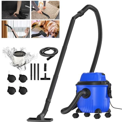 Rigogo 1800W Wet and Dry Vacuum Cleaner, 15 Litre, 1.5m Flexible hose, 2 Nozzles, 1 Brush, 4 Caster Wheels, for Home Car Carpet Workshop