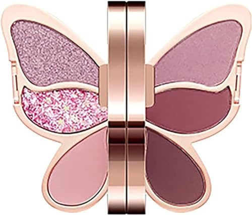 6 Colors Butterfly Eyeshadow Palette Makeup, Blendable Long Lasting Waterproof, Palette Pearl Glitter Matte Color Makeup Butterfly Makeup Palette (#04)