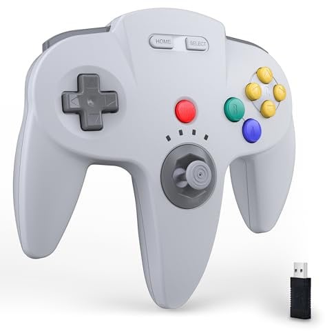 miadore Wireless Switch N64 Controller, 2,4 GHz mit USB-Empfänger, kompatibel mit Windows PC/MAC iOS/Raspberry Pi/Switch Online (grau)