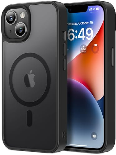 HOOMIL Starke Magnetische Hülle für iPhone 14, Kompatibel mit MagSafe, Militärschutz, Stoßfest, Kratzfest, Transluzent Matt Case Schutzhülle - Schwarz