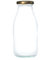 250ml Glass Milk Bottle & Lid for Raw Milk Juice Small Milkshake Wedding Favours (43mm Neck) (Gold Lid, Pack of 24)