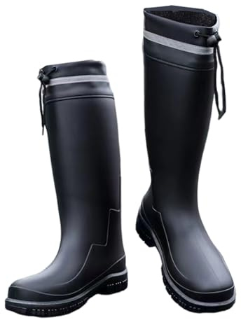 Ovyuzhen Stivali da pioggia da uomo alti al ginocchio impermeabili da giardino scarpe da uomo in gomma con PVC Comfort leggero lavoro fanghi stivali resistenti durevoli antiscivolo per giardinaggio