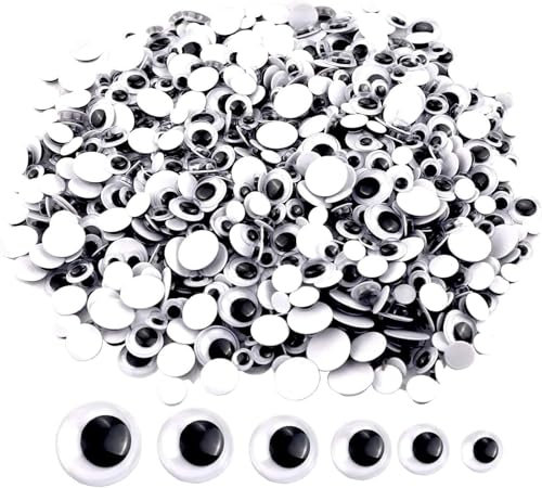 Ojos Móviles,Autoadhesivo Ojos Adhesivos Ojos Manualidades Googly Wiggle Eyes Plástico para Manualidades Scrapbooking Juguetes Accesorios 6 Tallas