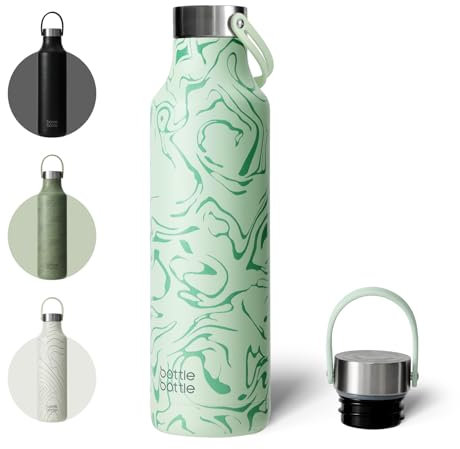 Bottle Bottle 600ml Insulated Water Bottle with Handle Hiking Drink Flask (Valley Green)