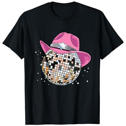Pink Cowboy Hat Club Disco Party Ball 70s Costume 80s Music T-Shirt