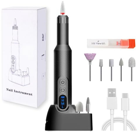 Pinkiou Electric Nail Drill, Nail Files for Acrylic and Gel Nails Professional Electric Manicure Pedicure Kit Electric Nail Files 20000 RPM,Adjustable Speed File for Nails for Beginner