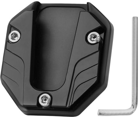 Hawdows Motorrad Seitenständer, Motorrad Ständer Fuß Seitenverlängerung Pad aus CNC Aluminium, Motorrad-Ständerplatte, Ständerpolster-Verlängerung - Schwarz