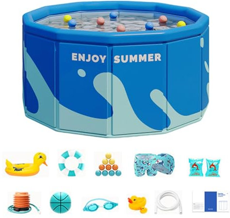 Piscine non gonflable, piscine extérieure pliable portable à coque dure pour extérieur, intérieur, patio, jardin, balcon, plage