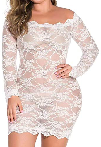 Porte Jarretelle Sexy Nuisette Femme Dentelle Femmes ensemble pyjamas sous-vêtements sexy mode sous-vêtements lingerie grande taille dentelle Nuisette Femme Enceinte DéGuisement Femme Sexy (White, XL)