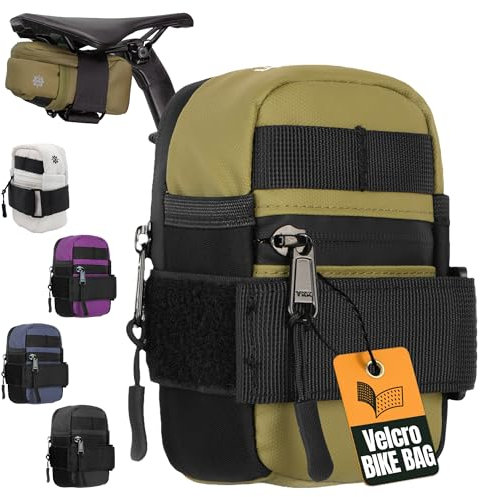 Lumiere & Co. Ultra Kleine Fahrradsatteltasche – 0,2L | 5″ × 3″ × 1″ | Sehr minimalistisches Design, sicherer Klettverschluss | (Grün, Mini)