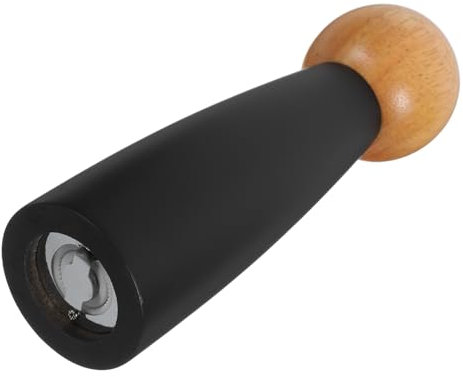ABOOFAN Schwarze Manuelle Pfeffermühle mit Keramikkern und Rundem Kopf aus Edelstahl für Präzises Mahlen und Stilvolle Küchenutensilien im Minimalistischen Design