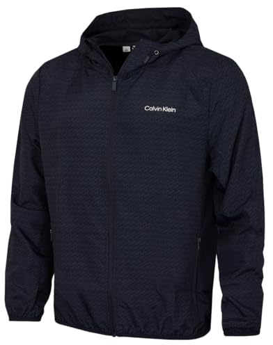 Calvin Klein Mens Printed Water Resistant Golf Windbreaker Jacket
