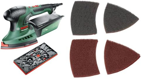 Bosch Home and Garden Multi-Sander PSM 200 AES (200 W, 2X Sanding Papers, Rectangular Sanding Plate, in case) [Energy Class A] + Cleaning Fleece Set (2-Piece)