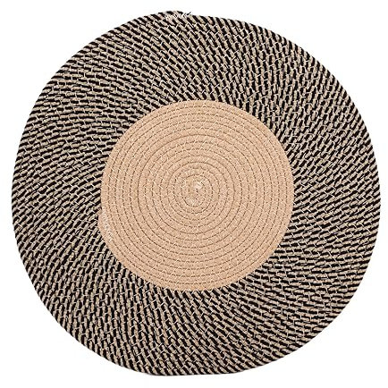 Handgewebter Juteteppich, wendbarer Juteteppich im Retro-Stil, nordischer Teppich, runder Teppich für Schlafzimmer, Wohnzimmer, Esszimmer, Flur (45 cm)