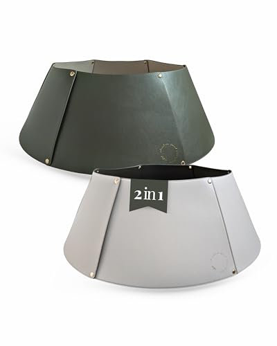 LIVLIG Premium Weihnachtsbaum Kragen, handgefertigter Weihnachtsbaum Rock aus Kunstleder, stilvolle Weihnachtsbaum Abdeckung, Weihnachtsbaumständer Verkleidung, Weihnachtsbaumring in Salbei/Beige