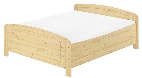 Erst-Holz®Überlanges Echtholzbett 200x220 mit hoher Sitzkante Kiefer V-60.44-20-220Rollrost und Matratze inkl.