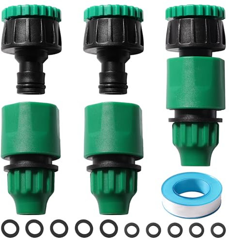 VooGenzek 6 Pezzi G1/2 G3/4 a 4/7 mm Kit di Giardino Micro Irrigazione Adattatore, Adattatore per Micro Irrigazione, Plastica Rubinetto Connettore, per Giardino Sistema di Irrigazione