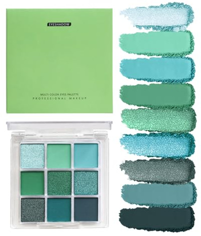 9 Farben Lidschatten Palette Grüntöne, Grüner Glitzer Lidschatten, Lidschatten Palette Grüne Augen, Leuchtende Lidschattenpaletten, mischBars, Einfach, Um Dramatische Glamours Looks Zu Kreieren