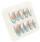 Press-On Nails Holographiques avec Cristal, Effet Dégradé Bleu-Argenté (01, S)