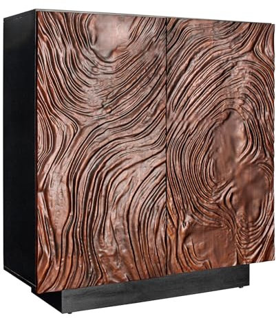 Riess Ambiente Massives Highboard Fluid - 110cm - walnuss-braun - Akazienholz Metall - aufwendiges 3D-Design montiert Schrank