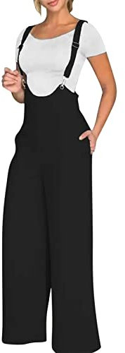 Generico Salopette Donna Estiva Casual Monopezzi Elegante Tuta Intera Morbida Gamba Larga Estiva Jumpsuit Allentata Oversize Con Tasche Pantaloni Baggy Leggera Vintage Playsuit Salopette Premaman