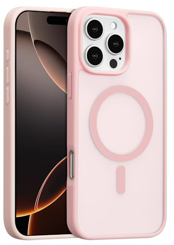 RALEAVO for iPhone 16 Pro Magnetic Case for Magsafe Matte Cover, Pink | For iPhone 16 Pro Compatible with Magsafe Phone Case, Translucent Hard PC Shockproof Protective Slim Case for Men & Women