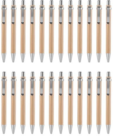 Happysnow Bambus Kugelschreiber Stift (24, Naturholzfarbe)