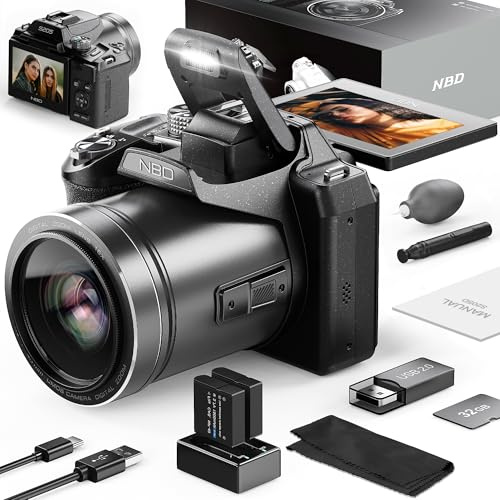 Monitech 64MP Digital Camera for Photography, 5K Vlogging Camera for YouTube with 3’’ Flip Screen,16X Digital Zoom,WIFI& Autofocus,2 Batteries, 32GB TF Card