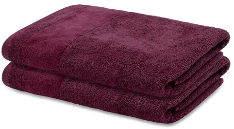 LOOKS by Wolfgang Joop 2X Duschtuch 70x140 cm Burgundy – Frottee weich | 2er Set große Handtücher 100% Baumwolle, Doppelpack Badetücher dunkelrot, 550 g/m² , 2 teilig, OEKO-TEX® und waschbar