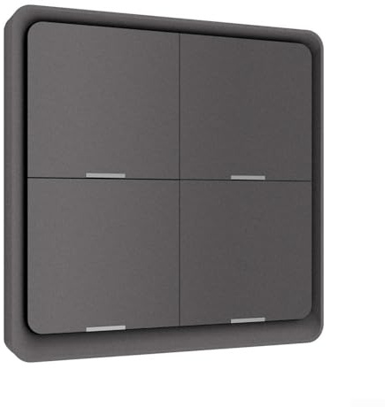 Yuanpgky Interrupteur mural à 4 interrupteurs pour et compatible avec l'application télécommande sans fil automatisation de scène pour la maison 10 x 10 x 2 cm Noir/gris (gris)