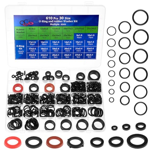 QWORK® 610 Pcs Water Hose Gasket and Nitrile O Ring Rubber Washer Set Assortment Kit for Plumbing Faucet, Pipe, Hose, and Shower Head Sealing Repair