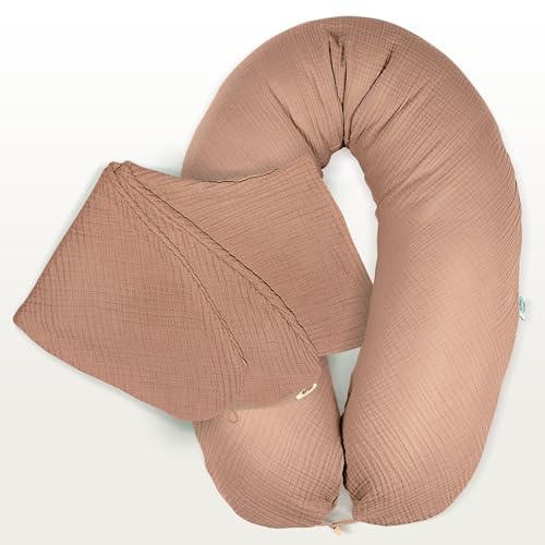 sei Design Stillkissenbezug 100% Baumwolle passend für Stillkissen XXL. Bezug für Schwangerschaftskissen. Seitenschläferkissen 190 x 35 cm. mit Reißverschluss. waschbar und Schadstoffgeprüft